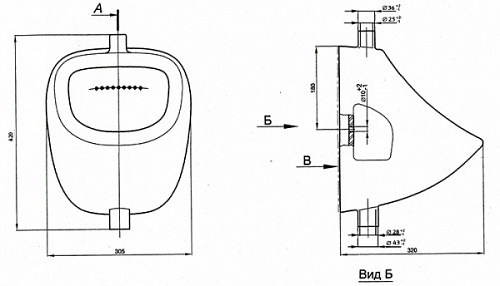 писсуар настенный Дельта Лобня с внешней подводкой